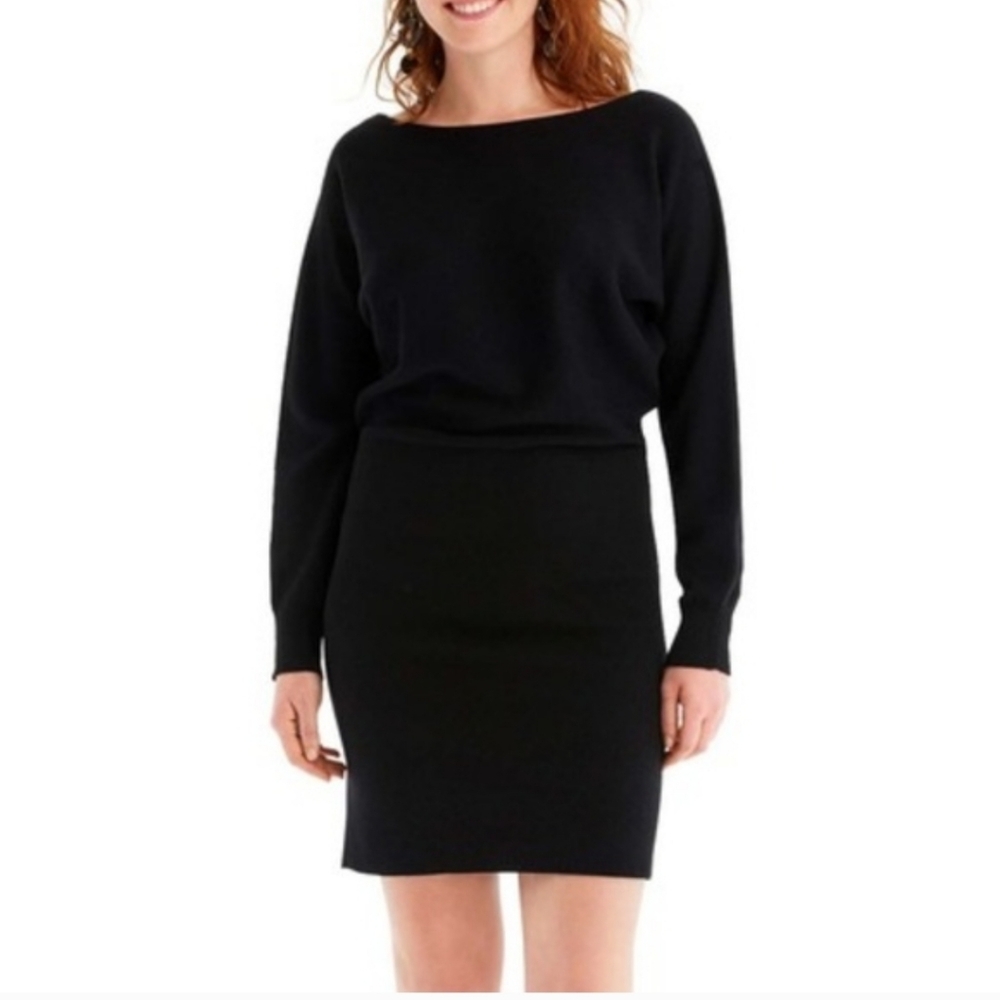 JJ. Crew Women's Black Dolman Sleeve Sweater Dress Size Xs Retail $128 Black